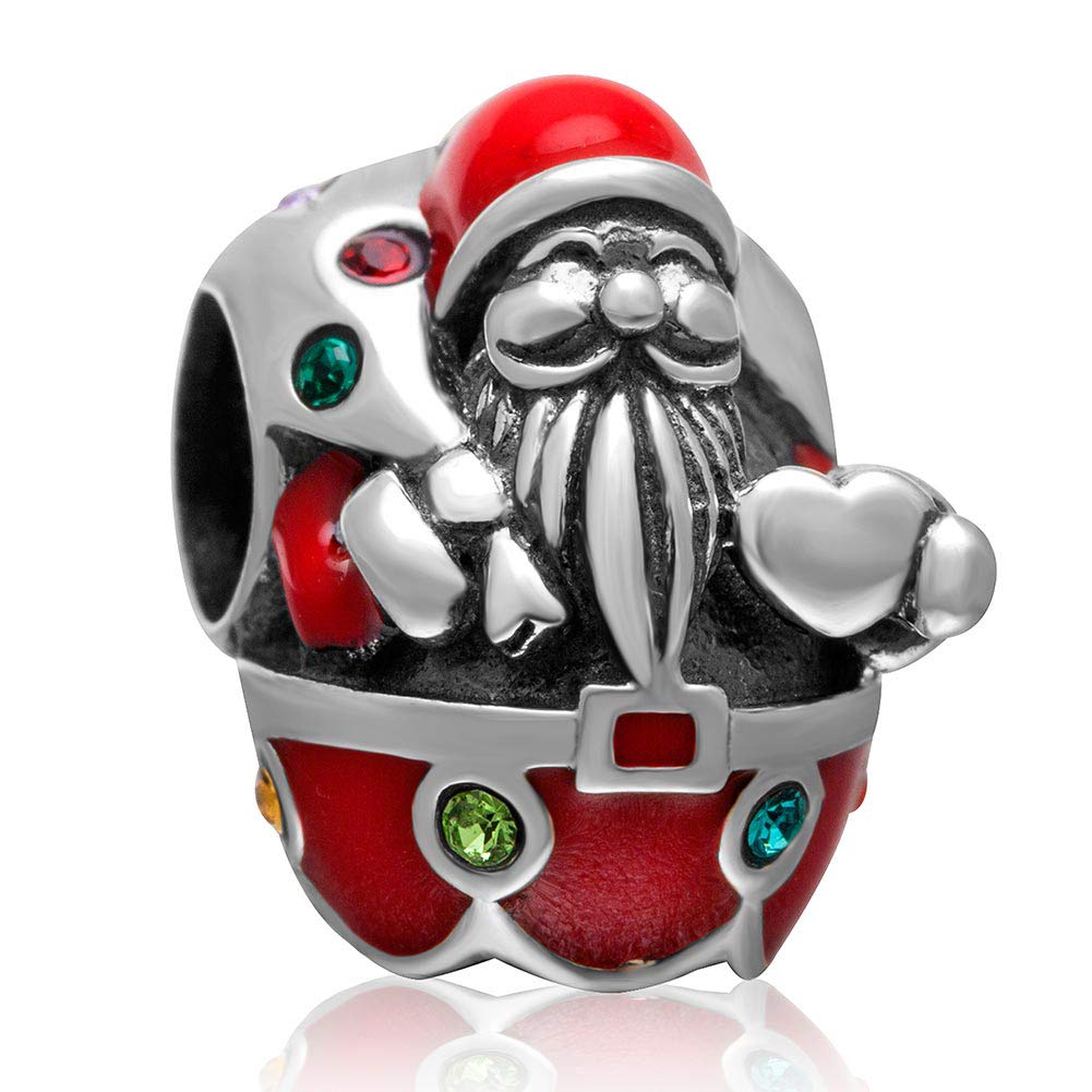 925 Sterling Silver Santa Claus Charm Christmas Charm Gift Charm for Pandora Charm Bracelet (Santa Claus)