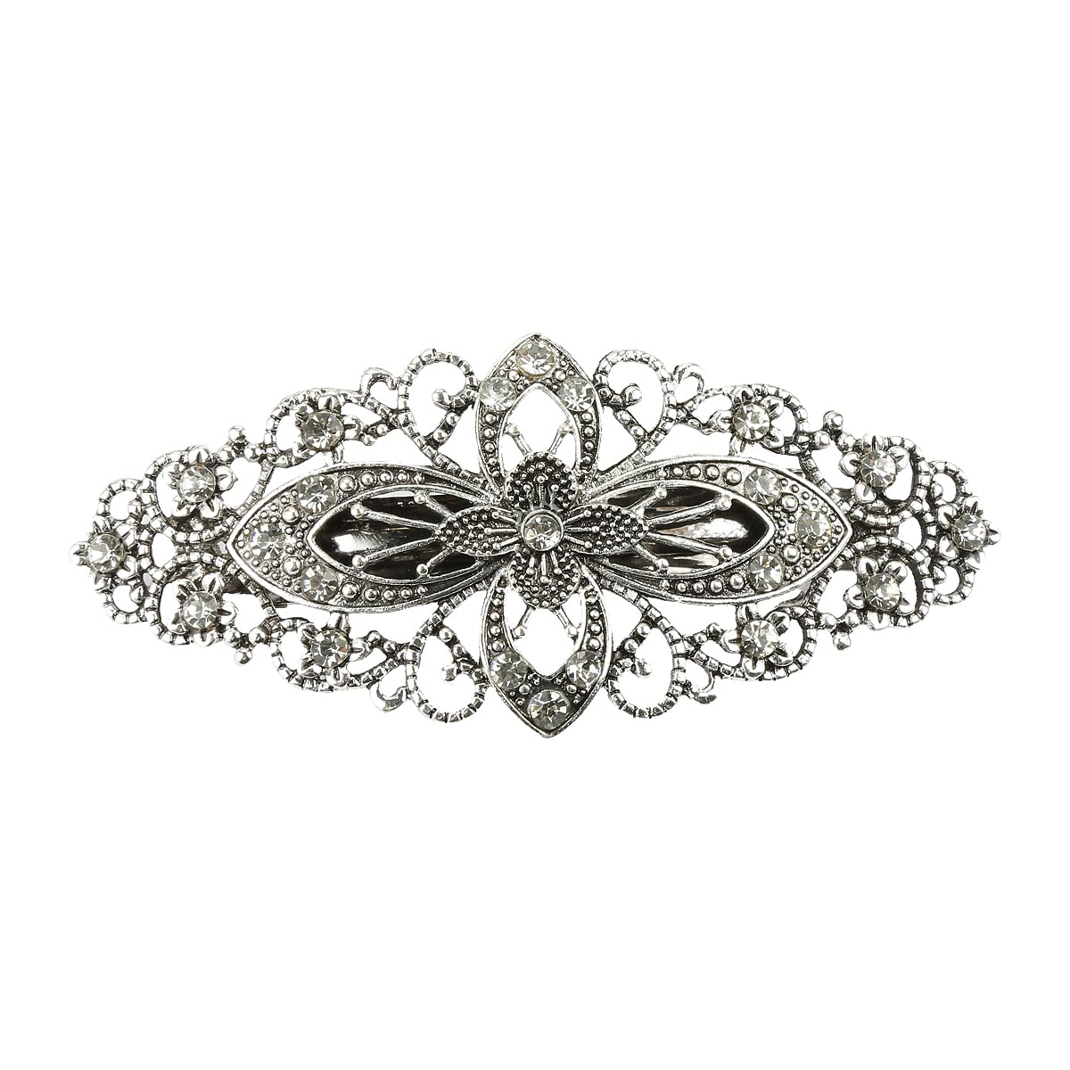 Luckious Vintage Flower Hair Barrette Hair Slides - Antique Style Crystal Hair Clips for Women - Elegant Hair Jewelry for Weddings, Birthdays, and Proms