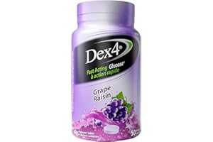 Dex4 Glucose Tablets – Grape Flavour – 50 Tablets per Bottle – Fast-Acting, Pre-Measured Glucose Tabs – Fat-Free, Gluten-Free