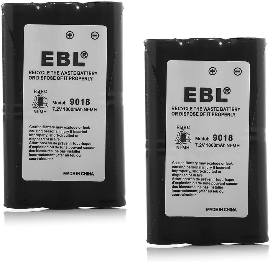EBL HNN9018 High Capacity 1800mAh Two-Way Radio Batteries Replacement Battery for Radius Radio CP50 HNN9018 HNN9018AR HNN9018A HNN9018B, 2 Packs Batteries Combo