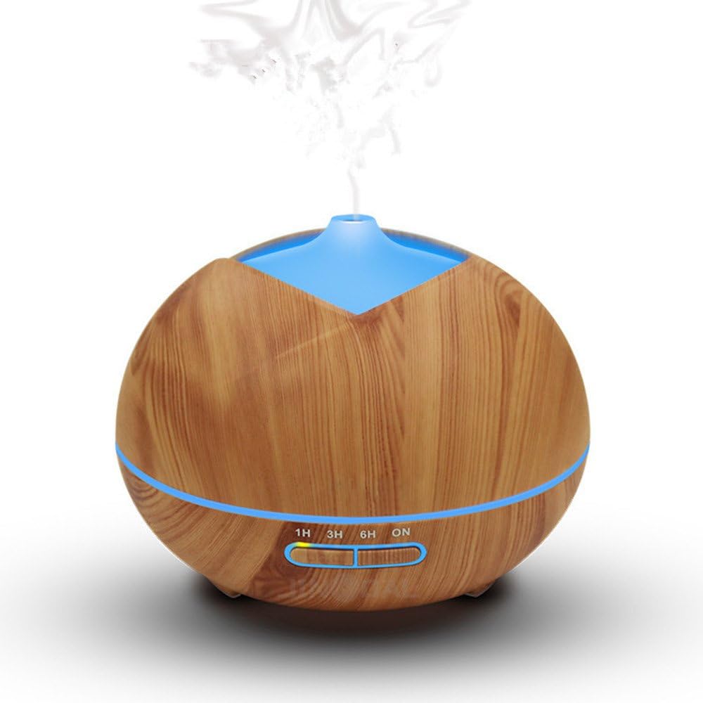 OULYLAN Aromatherapy Pure Essential Body Oil Diffuser Air Vaporizer 300ml Wood Grain Aroma Mist Personal Humidifier for Bedroom Home Office,Waterless Auto Shut-Off 7 Color LED Lights