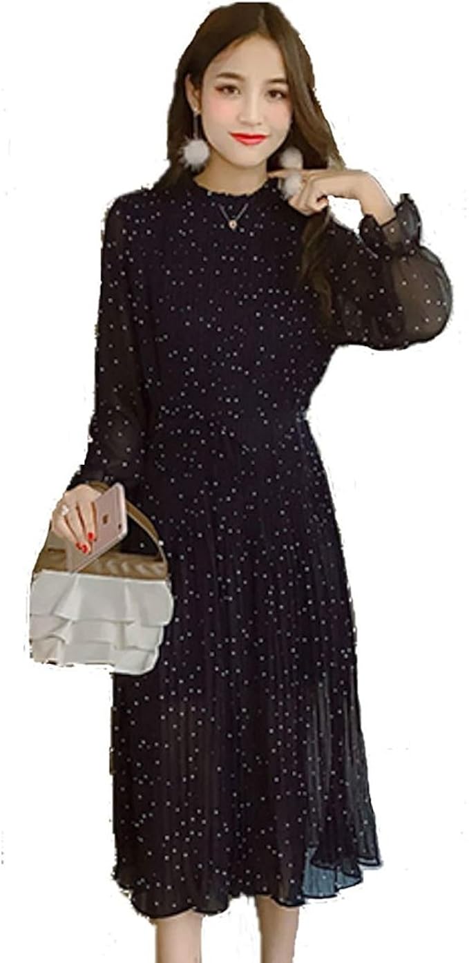 Amazon Co Jp ドット柄 シースルー ワンピース シフォン レディース マキシワンピース 水玉 トレンド 黒 リゾート 長袖 おしゃれ チュニックワンピ 着痩せ 通勤 Ol 披露宴 服 ファッション小物