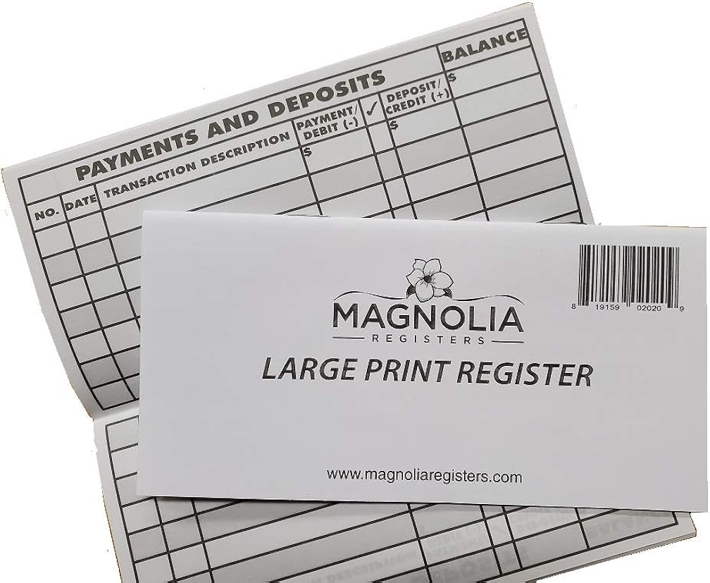 10 Pack Large Print Low Vision Checkbook Registers, 3" x 6", Check Registers for Personal Checkbooks: Shoes