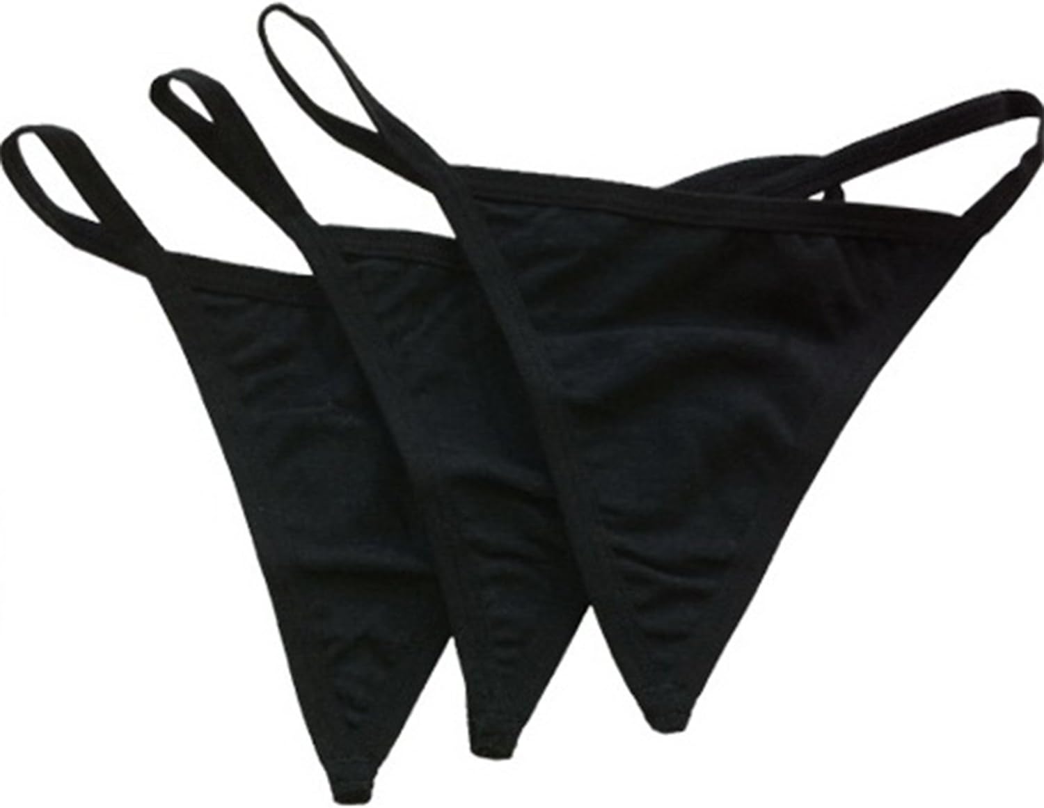 Hottie Naughty Y-Back G-String 3 Pair Gift Set, Plus Zip Lingerie Wash Bag size M 6, black cotton