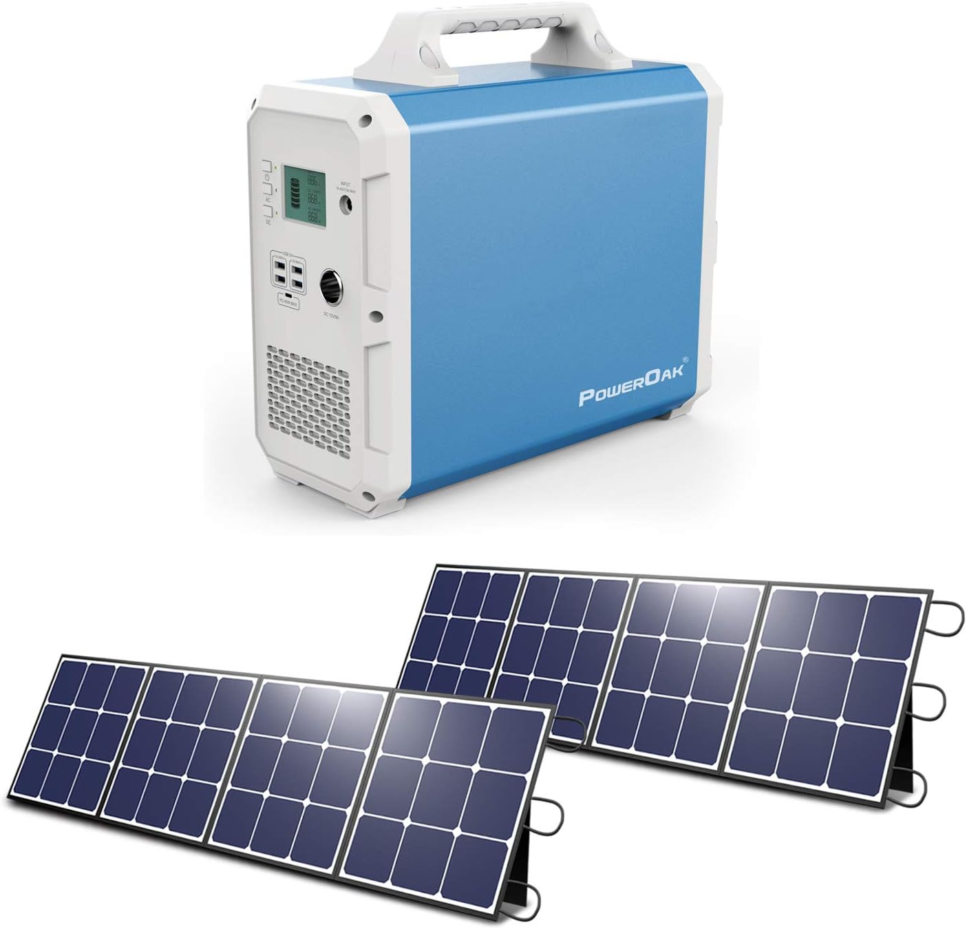POWEROAK Portable Generator Lithium Portable Power Station 1500WH Household Outdoor Emergency Power Supply with 2PCS 120W solar panels
