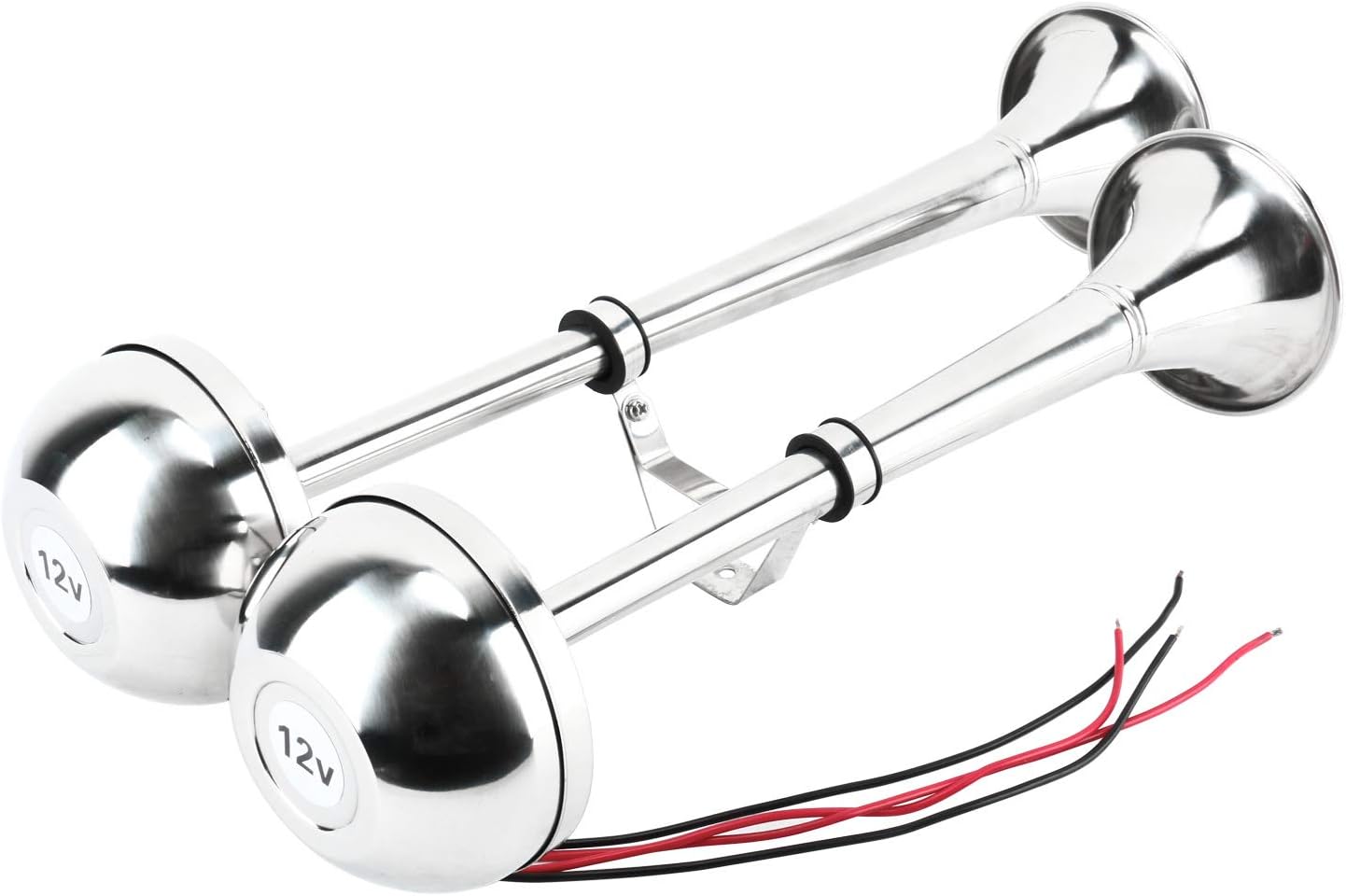 Amarine Made 12v Marine Boat Stainless Steel Dual Trumpet Horn, Low and High Tone, 18-1/2" : Sports & Outdoors