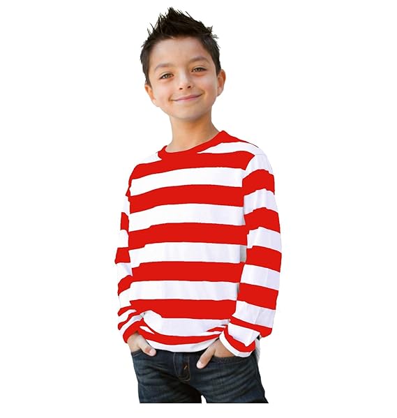 boys red and white striped shirt