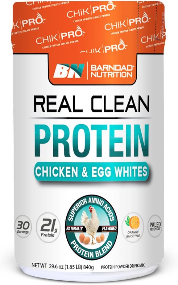 Barn Dad Nutrition Real Clean Chicken and Egg White Protein, Orange Smoothie, 1.85 Pound