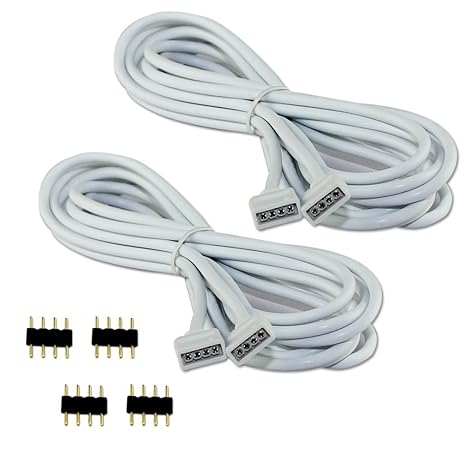 COOLWEST 2er-Pack 2M Verlängerung Anschluss Kabel für LED RGB-Strip 4 pin, Verbinder, geeignet für LED RGB Leiste Streifen