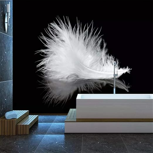 Amazon Hxcok 写真の壁紙モダンなシンプルな黒と白の羽壁画リビングルームダイニングルームクリエイティブアート壁画papel De Parede 250x175cm 壁紙