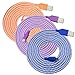 OKRAY 3 Pack Micro USB Cable Android Charger 10Ft Braided Tangle-Free Micro USB 2.0 Charging Cable Sync Cord Compatible with Galaxy S7 S6 Edge J7, HTC, LG G3 G4, Sony, Nokia (Blue Orange Purple)