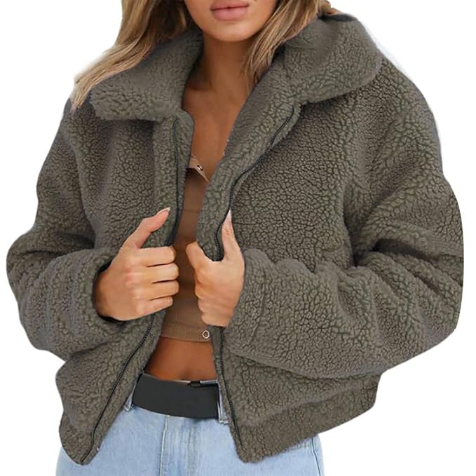 Innerternet Damen Mäntel Plüschjacke Winter Winterjacke Steppjacke Warmen Outwear Reißverschluss Lange Ärmel Einfarbig Sexy P