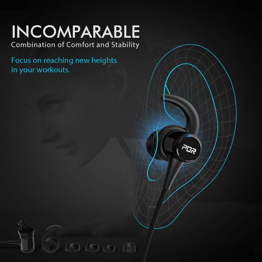 PORTHOLIC Écouteurs Bluetooth Oreillette Bluetooth 4.1 magnétique,Sport Casque Bluetooth sans Fil -IPX6 Étanche- avec Microphone intégré pour iPhone,Samsung,Android téléphones et Tablettes