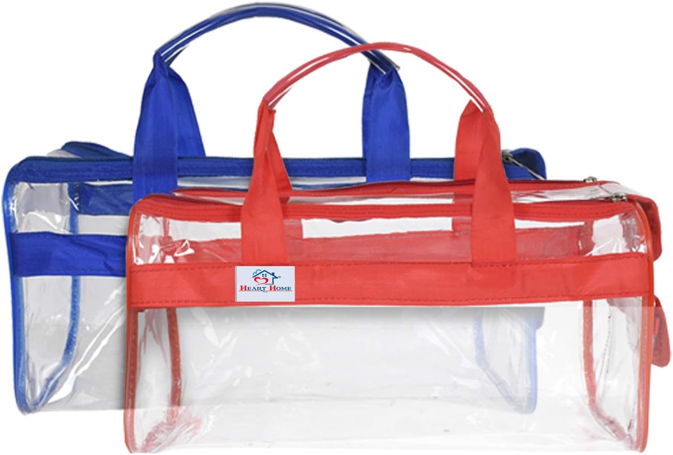 Heart Home Large Size 2 Crystal Clear Plastic Cosmetic Bags Travel PVC