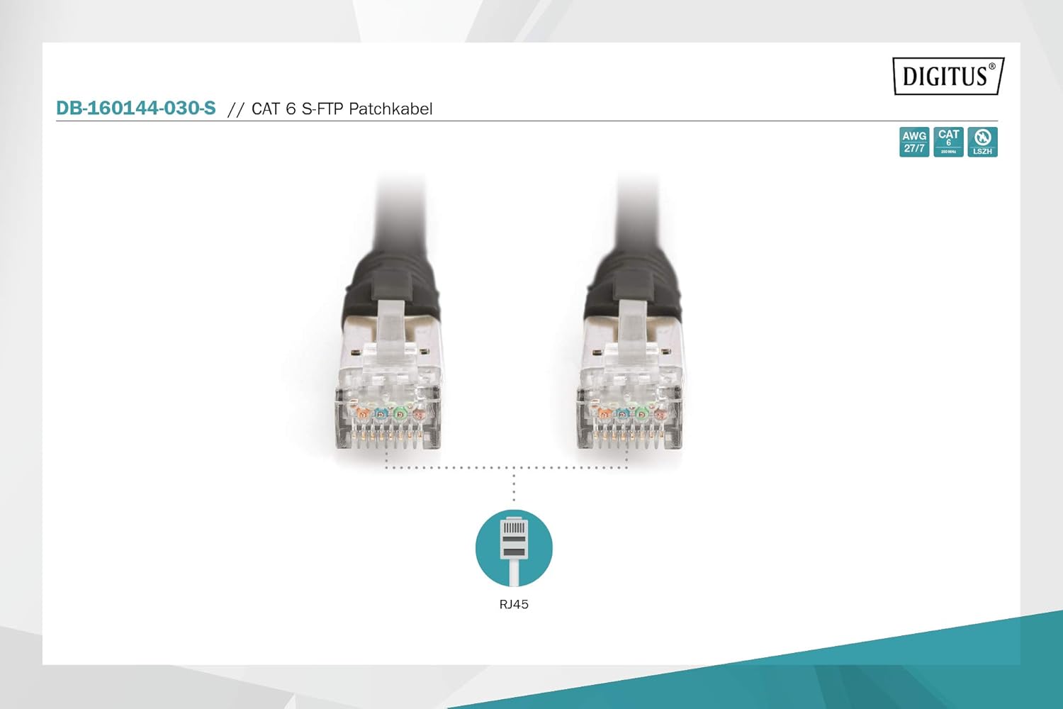 DIGITUS Cat 6 S-FTP connection cable, 1m, AWG 27/7, LSZH, black - Image 4