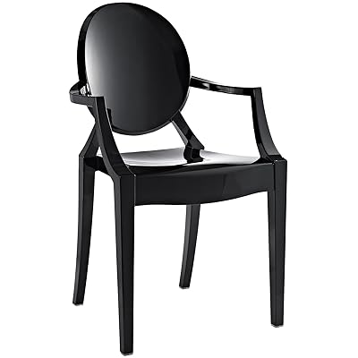Modway Casper Acrylic Dining Arm Chair, Stackable, Modern, Black