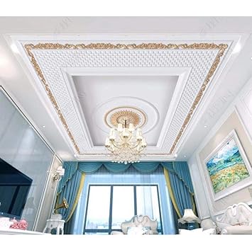 Rureng Ceiling Wallpaper Rolls For Wall 3d Golden Plaster