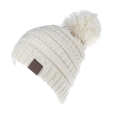 KPWIN Toddler Winter Hats, Baby Kids Toddler Cable Knit Winter Beanie Hat with Pom Pom