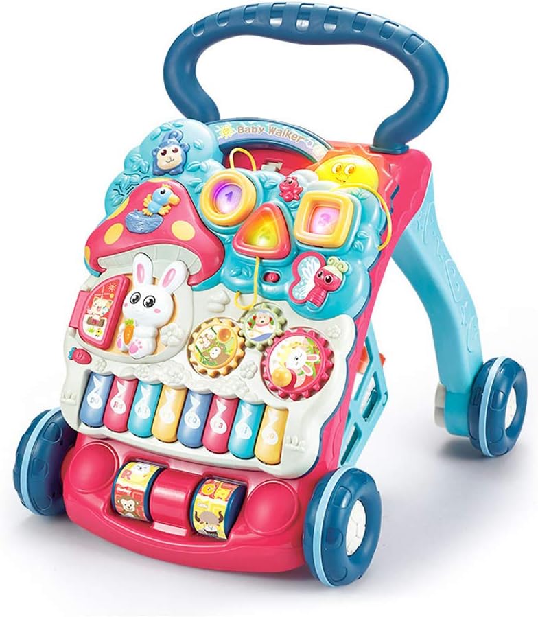 Trotteur Anti-Basculement 4 En 1 Musical Bleu - Trotteur Bébé Montessori Pliable