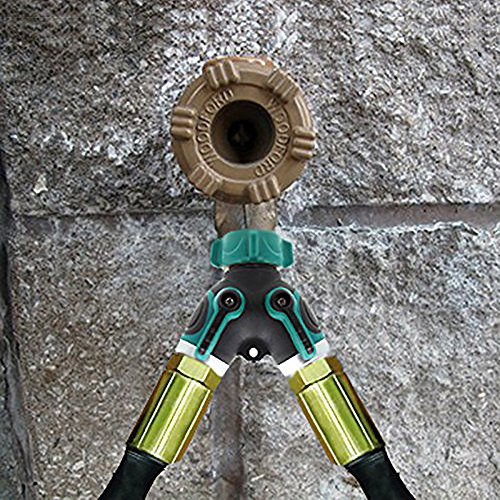 Toch Garden Hose Splitter 2 Way Y Valve Garden Hose Shut Off Valve Extender Full Metal Garden Hose Connector Outdoor Faucet Sprinkler Strong TPR Coating Arthritis Friendly