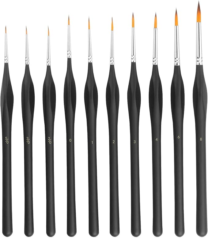CBTONE 10 Pieces Detail Paint Brush Set, Fine Miniature Paint Brushes Kit with