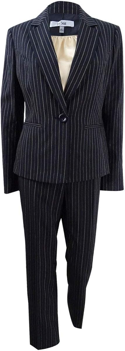 Amazon.com: Le Suit Women's Plus Size Pinstripe 1 Button Pant Suit with Cami: Clothing