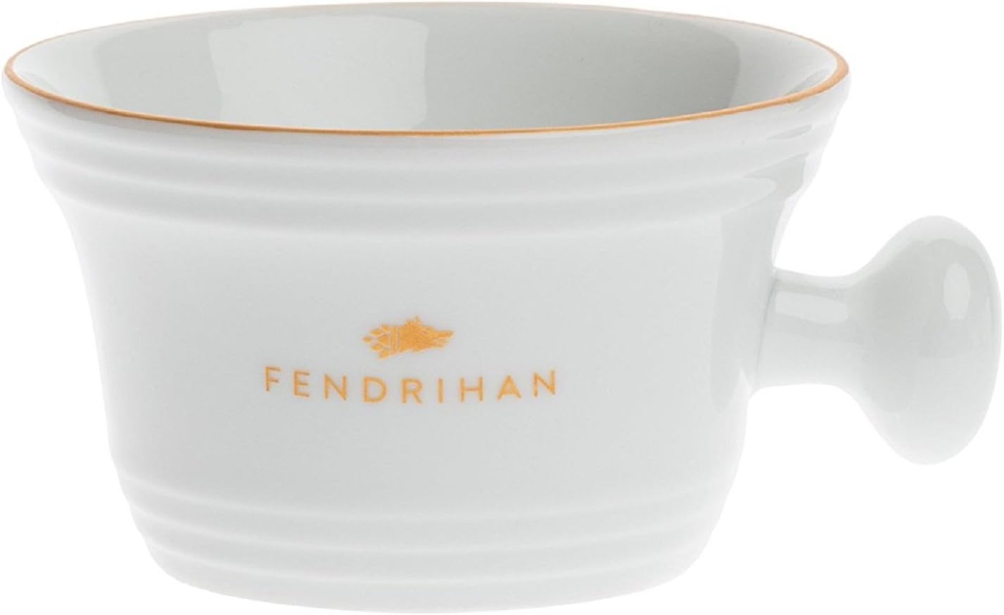 Fendrihan Porcelain Apothecary Shaving Mug, Hand-Painted Rim (Golden)
