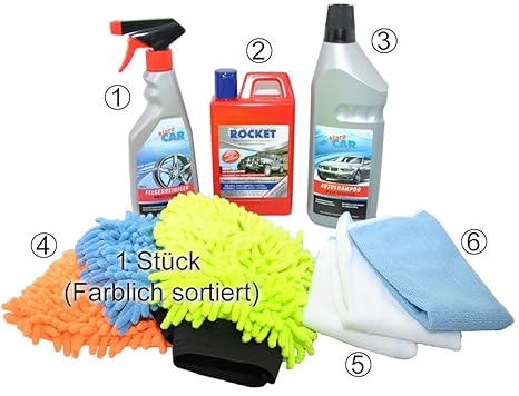 Autopflege- & Reinigungs Set 6-tlg. - Waschset - Autopflegeset - Reinigungsset