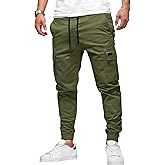 Runcati Mens Cargo Pants Casual Drawstring Elastic Waist Chino Pants Stretch Outdoor Track Joggers Sweatpants