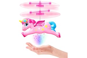 Ynanimery Flying Unicorn Flying Fairy Toys for Girls, Unicorn Toys for Girls Age 6 7 8 9 Teens Birthday, Magic Flying Ball Helicopter Drone Fairy Toy with LED Light for Kids Indoor Play