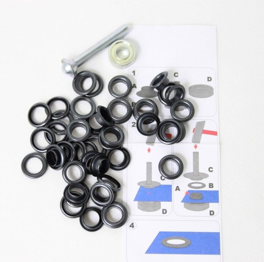 641372 15 eyelets with washers 11 mm Black incl. Tool