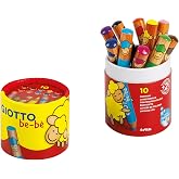 GIOTTO be-b&egrave; Large Colouring Pencils Set, 10 Assorted Colours, Super Washable, Suitable for Ages 2+, Ideal for Children