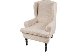NILUOH Wing Chair Slipcovers 2 Pieces Stretch Spandex Wingback Chair Covers Sofa Slipcover Printing Wingback Armchair Slipcovers Furniture Protector Couch Soft with Elastic Bottom for Wingback Chairs,07