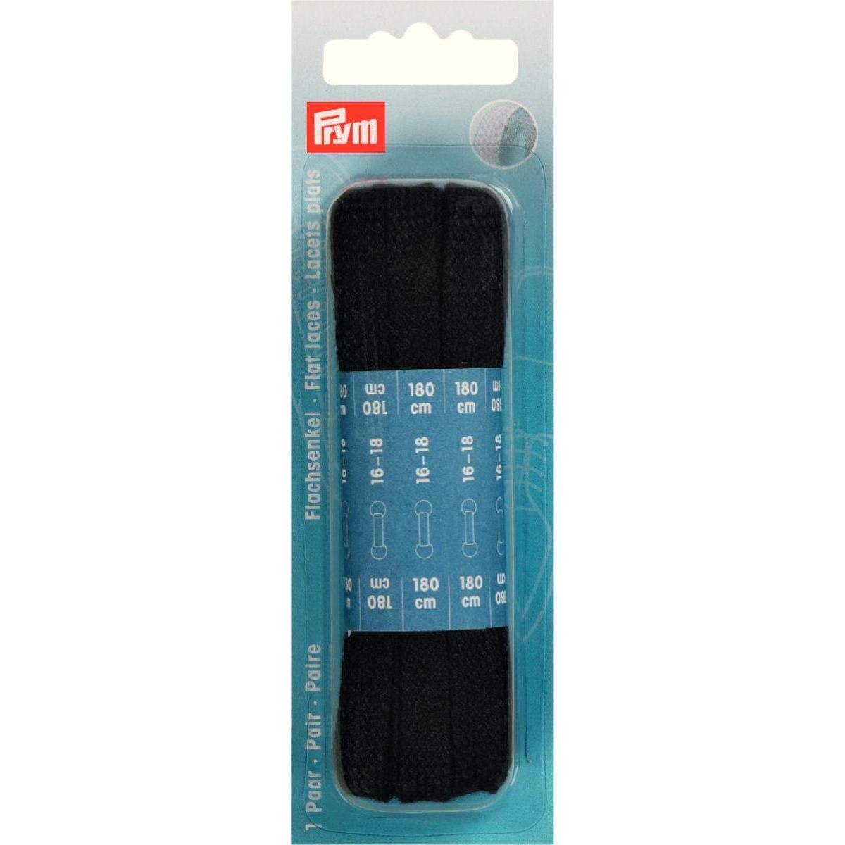 Prym Flat Laces, Black, 180 cm x 8 mm, Schwarz, 2 Stück
