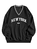 Remidoo Womens New York Embroidered V Neck