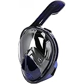 EXMUJO Snorkel Mask Adult, Full Face Snorkel Mask 180°Panoramic Anti-Fog Anti-Leak Snorkel Set with Detachable Snorkel Tube & Camera Mount for Swimming & Snorkeling