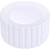 SUT 72-Pack 10.25 Inch White Heavy Duty Plastic Dinner Plates, Disposable Plates, Scallop Plates for Parties, Events, and Occasions