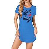 Vrtige Women's Nightgown Short Sleeve Cute Printed Sleepshirts Nightshirt Soft Pajama Sleepwear