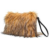 ZOSCGJMY Evening Faux Fur Handbags for Women Furry Fluffy Fuzzy Bags Purse Crossbody Shoulder Strap