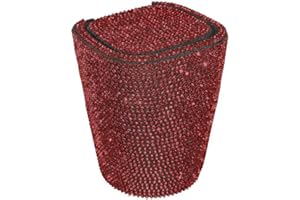 SURAKEY Car Diamond-Encrusted Ashtray LED Lights with Cover Windproof and Odor-Proof Bling Bling Mini Car Trash Can for Office Bedroom Living Room Study Bathroom Dining Room (Red)
