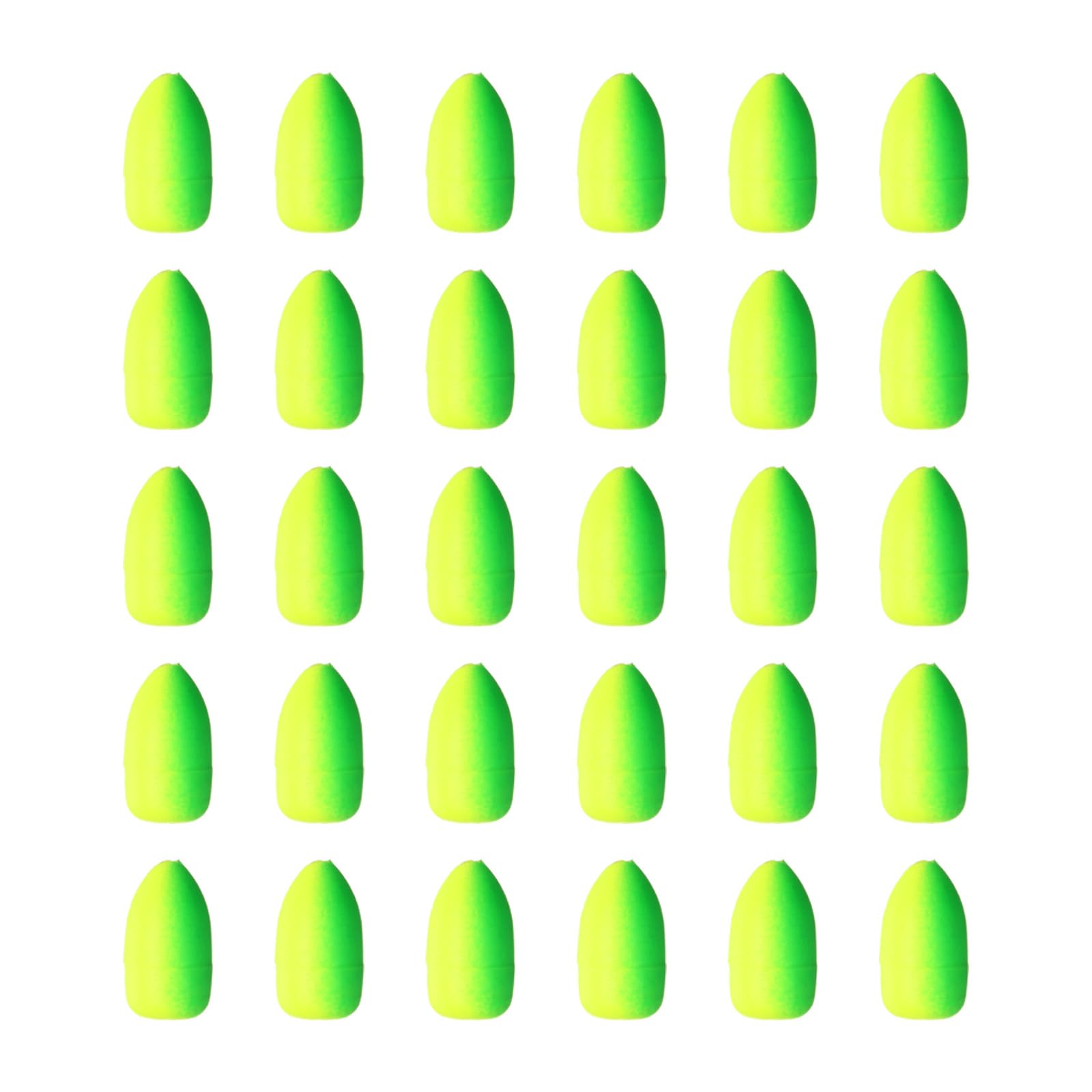 PATIKIL Fishing Foam Floats 0.5 Inch, 30Pcs Oval Snell Floats Fly Fishing Strike Indicator for Pompano Rig Trout Catfish Walleye, Yellow Green