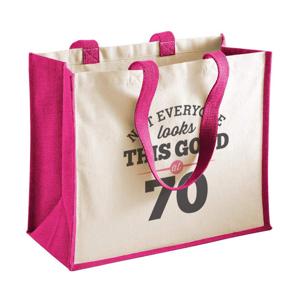 70th Birthday Keepsake Funny Gift for Women Novelty Ladies Female Heavyweight Tote Shopping Bag 70 Present Idea… (Fuchsia)