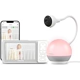 CHILLAX Baby Monitor Baby Mood Plus,5-inch 1080p HD Camera Wi-Fi Baby Monitor,with Sleep Trainer &amp; Mood Light Soother,Flexible Gooseneck and 360&deg;Pan View,Accessible via Phone App and Nursery Features