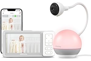 CHILLAX Baby Monitor Baby Mood Plus,5-inch 1080p HD Camera Wi-Fi Baby Monitor,with Sleep Trainer & Mood Light Soother,Flexible Gooseneck and 360°Pan View,Accessible via Phone App and Nursery Features