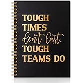 QYUVK Tough Times don't last Tough Teams Do 160 Pages Blank Spiral Notebook, Team Appreciation Gifts for Employee Coworker, Funny Saying Motivational Work Gag Gifts for Office Worker