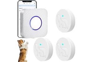 EverNary Dog Door Bell Doggie Doorbell for Potty Training with Wireless Waterproof Touch Button Transmitter and Receiver (White, 1 WiFi Receiver 3 Button)