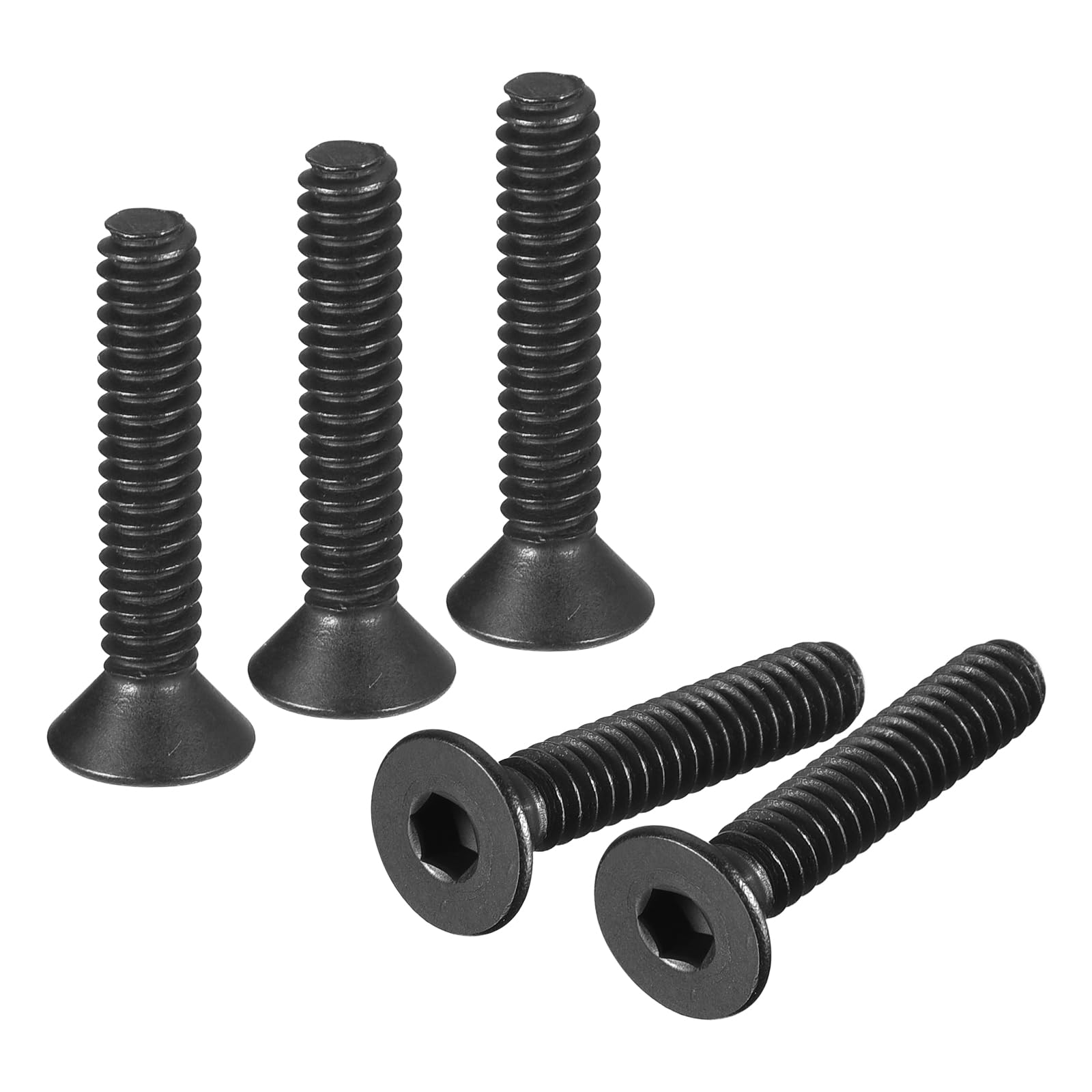 uxcell #5-40x5/8" Flat Head Socket Cap Screws, 10.9 Grade Carbon Steel Hex Socket Countersunk Flat Head Screw Bolts Machine Screws Fasteners, Fully Threaded, Black Oxide, 10Pcs