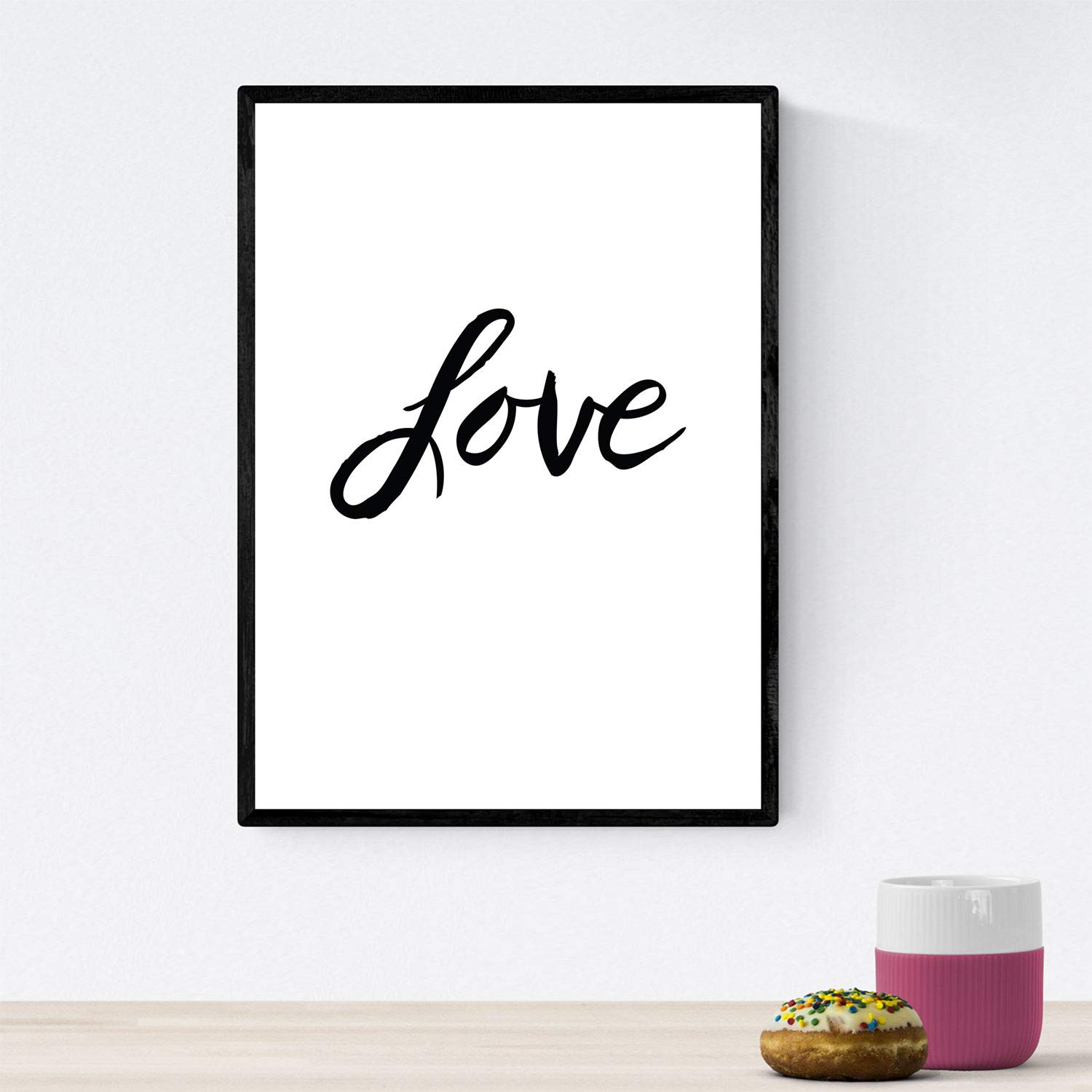 Nacnic Print with happy blank messages and negro.Poster 'Amor' for framing. A3 size unframed