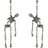 Gothic Skeleton Earrings For Women,Punk Spooky Skull Skeleton Drop Dangle Earrings Costume Dress Up Ghost Earrings Halloween Accessories Jewelry