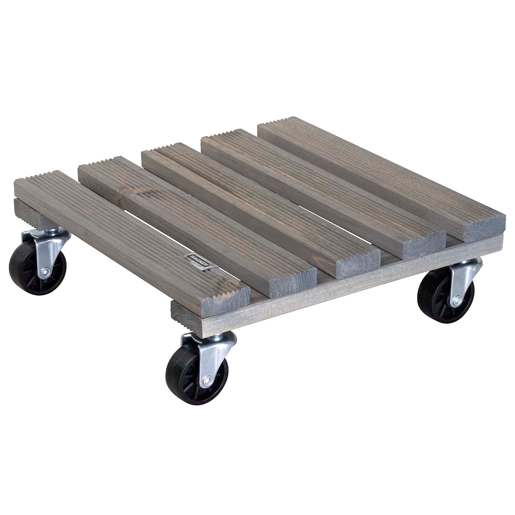 WAGNER Plant trolley VINTAGE 29 x 29 x 8,5 cm I Flower trolley for indoor + outdoor use I Container trolley made of wood, riffled, grey I Load capacity 150 kg I Made in EU - 20085401